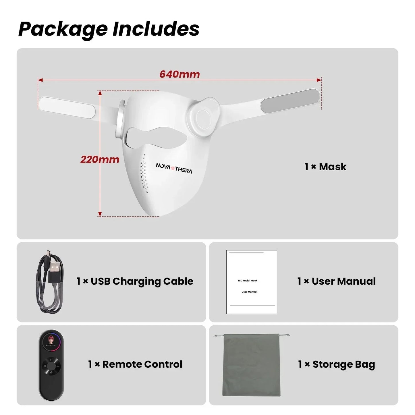 NovaThera Face Mask 300 Pro – Laser & LED Red Light Skin Therapy