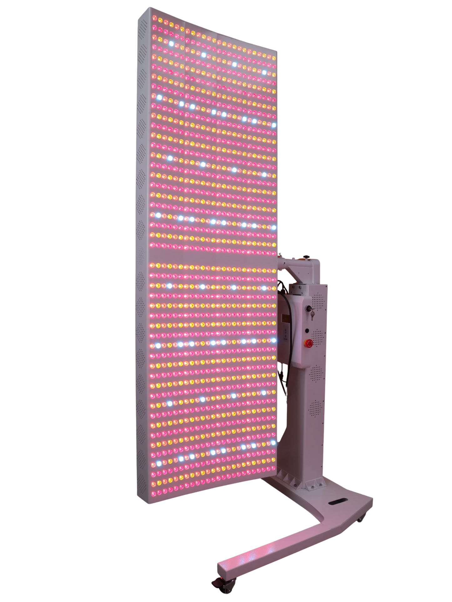 LED light panel with colorful lighting on a white background