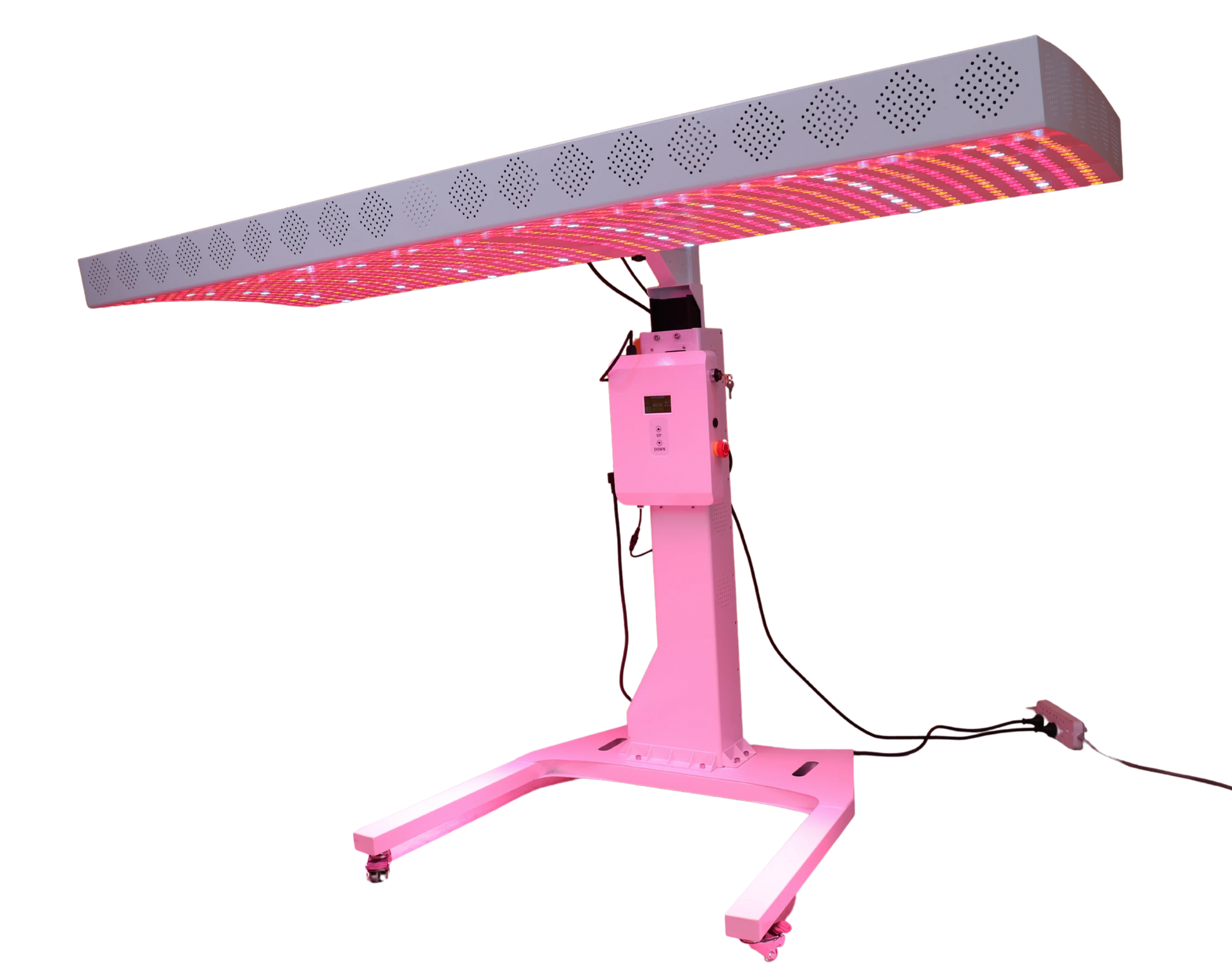 Pink LED light therapy device on a white background