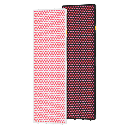 Two LED panels with pink dot patterns on a white background