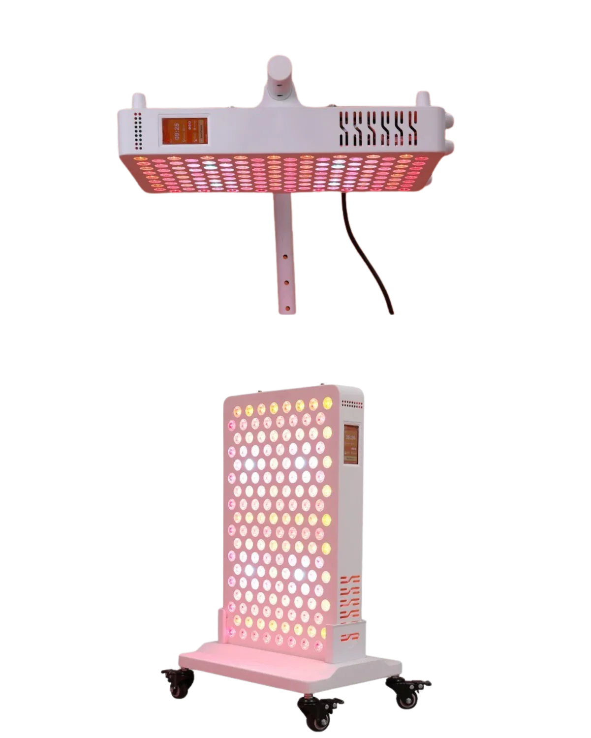 NovaThera red light therapy device with LED panels on a wheeled stand and adjustable arm