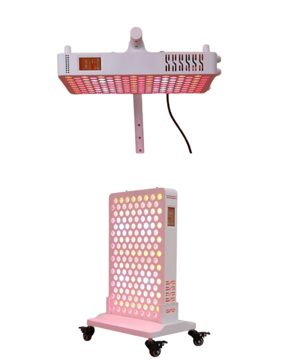 NovaThera red light therapy device with LED panels on a wheeled stand and adjustable arm