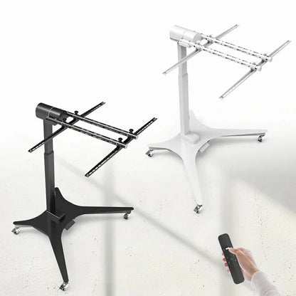 Black and white adjustable electric brackets on wheels with remote control for 360-degree rotation
