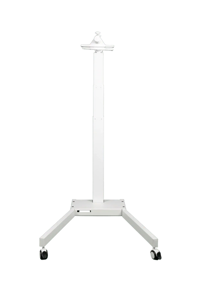White 360-degree adjustable rotating bracket stand with caster wheels for red light therapy panel
