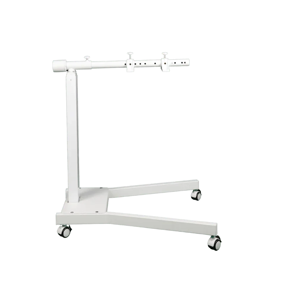 White adjustable rotating bracket stand with wheels for red light therapy panel