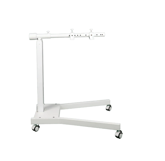 White adjustable rotating bracket stand with wheels for red light therapy panel